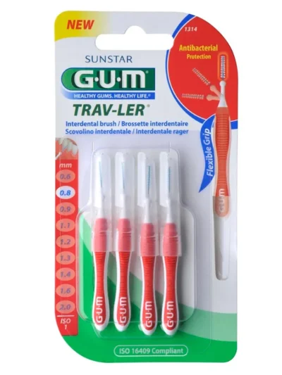 GUM Brossette Trav-ler Extra-Fine 0,8 mm par 4 unités
