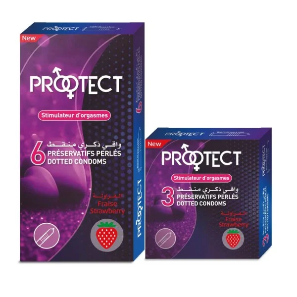 PROTECT Préservatif Perlés Fraise Bt de 6