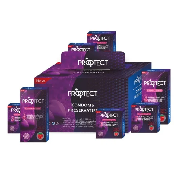 PROTECT Préservatif Perlés Fraise Bt de 6 – Image 2